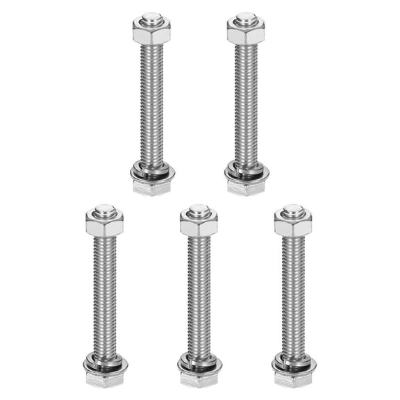 M8 x 60mm 304 Stainless Steel Hex Head Screws Bolts, Nuts, Flat & Lock Washers Assortment Kit, 5 Sets