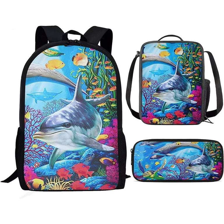 Renewold Dolphin Backpacks Set with Lunch Bag Junior Primary