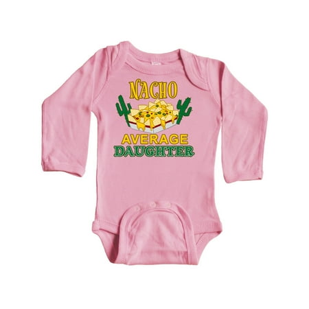 

Inktastic Nacho Average Daughter with Nachos and Cacti Gift Baby Boy or Baby Girl Long Sleeve Bodysuit