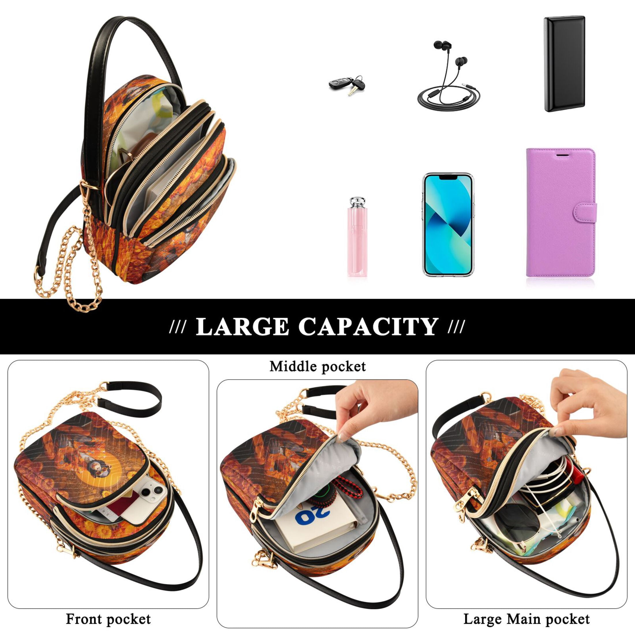 ALAZA Monkey Banana Crossbody Bag – Quilted Shoulder Bag For Women, Fun Tropical Print Phone Purse - View #7