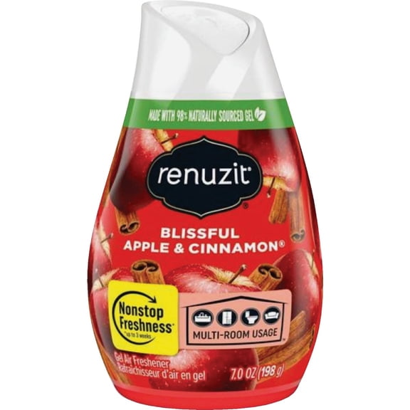 Renuzit - 1717587 Blissful Apple & Cinnamon Adjustable Gel Air Freshener, 7oz Cone (Pack of 12)
