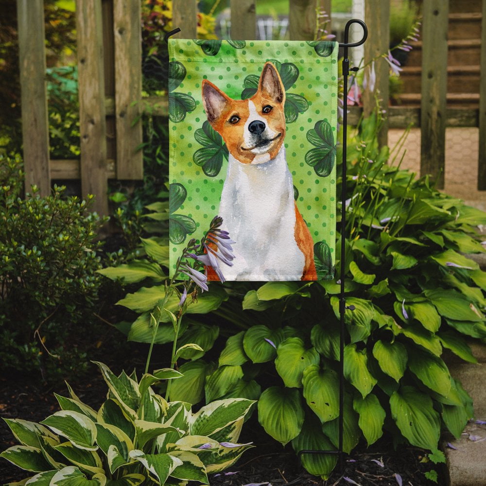 Carolines Treasures BB9866GF Basenji St Patricks Flag Garden Size  Small multicolor