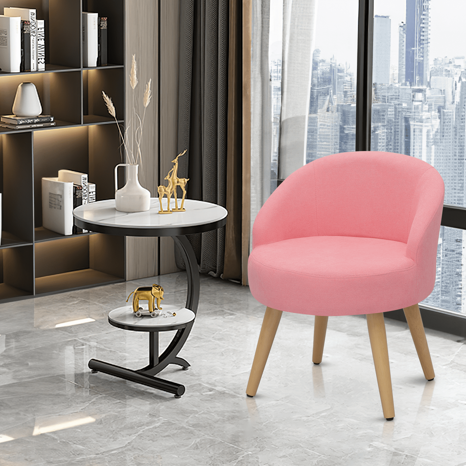Vanity Stool Chair Dressing Room Make-up Stool Bedroom Office Chair Pink
