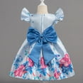 thumbnail image 4 of NAISIBABY Girls Flower Dress, Back Zipper Ruffles Sleeve Cute Bowknot Party Birthday Pageant Princess Dress Blue 8T, 4 of 5