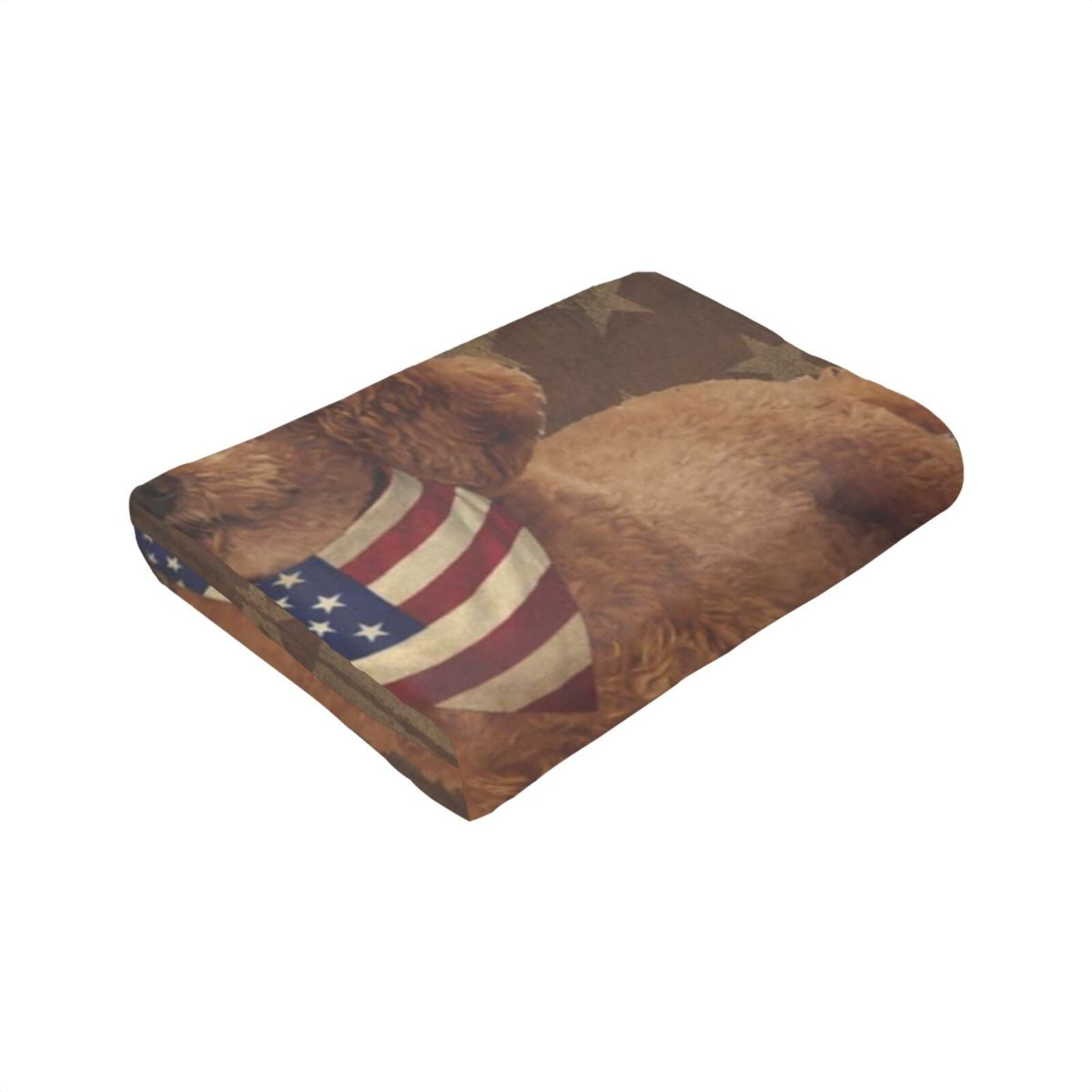 Wijzvio Cockapoo Dog With Vintage American Flag Throw Blanket Soft Fuzzy Fleece Blanket For Couch Bed Living Room Decoration 60"X50"