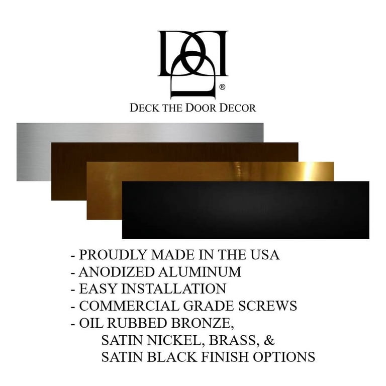 Deck The Door Kick Plate – Anodized Aluminum, 8" X 34", Satin Nickel, Self-Adhesive 3M Tape, USA Made, For Entry Doors
