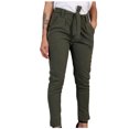 thumbnail image 2 of Aloohaidyvio No Boundaries Women's Casual High Waist Pants Ladies Bandage Elastic Waist Stripe Pants, 2 of 4
