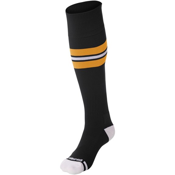 Striped Baseball Sock - BLACK, GOLD, WHITE - XS
