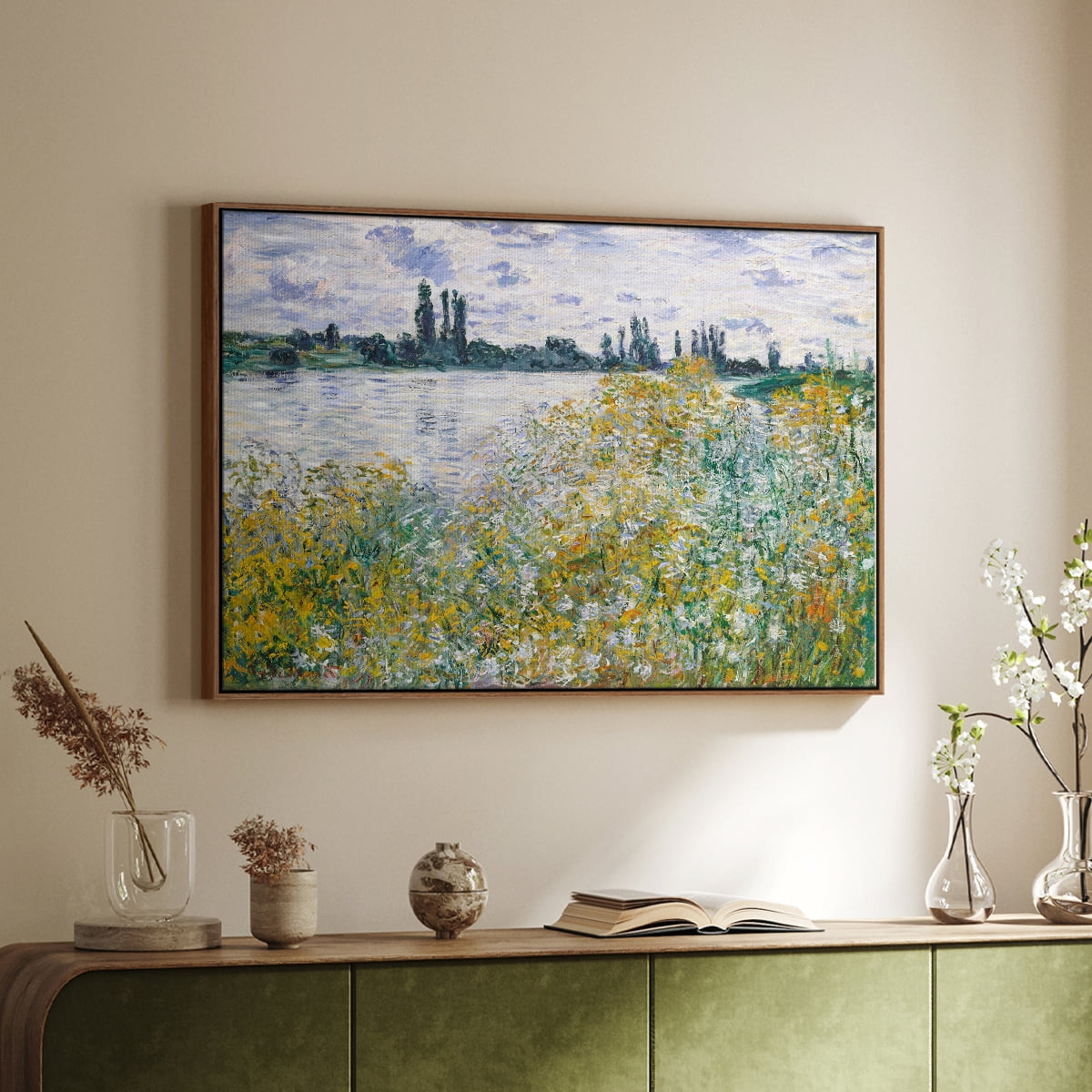 Vintage Landscape-XXVIII By Wexford Home Framed in Walnut Wood Gallery Wrapped Canvas 25 in. x 37 in.