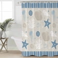 thumbnail image 2 of Extra Long Shower Curtain 72x96 Inch, Light Blue Coastal Shower Curtain Waterproof Bathroom Decor Vintage Ocean Nautical Starfish Coral Striped Fabric Bath Curtain Set Accessories with Hooks, 2 of 6
