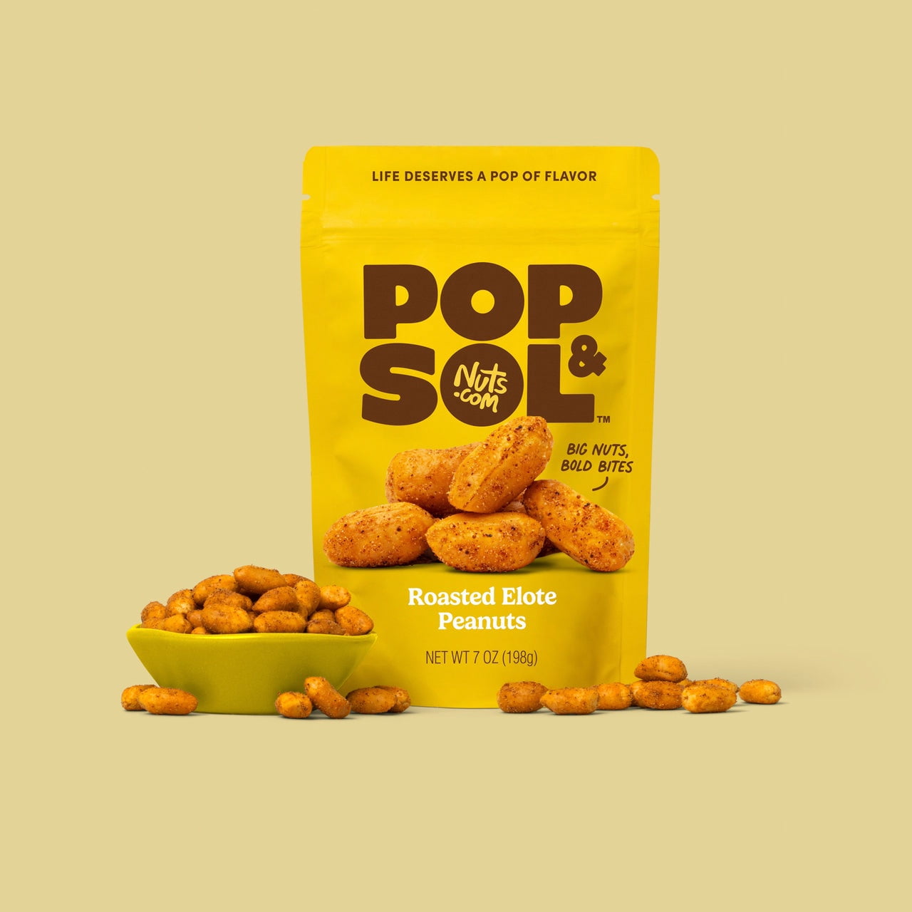 Pop & Sol by Nuts.com, Roasted Elote Peanuts, 7 oz Bag