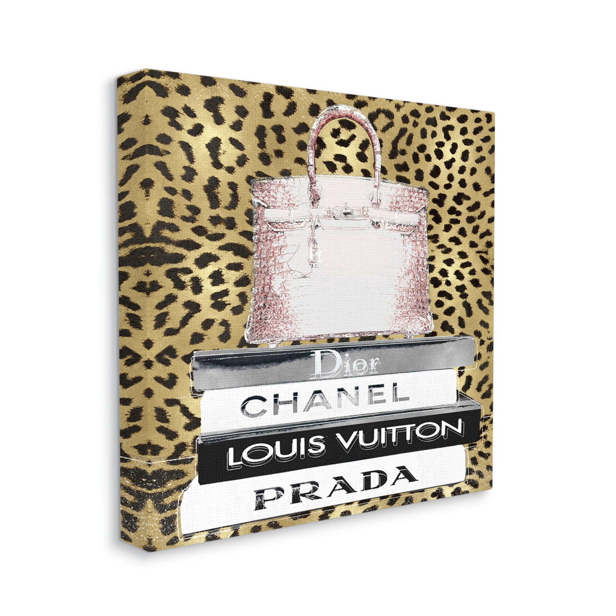 Stupell Industries Glam Handbag Fashion Book Stack Cheetah Pattern, 30 x 30, Design by Madeline Blake