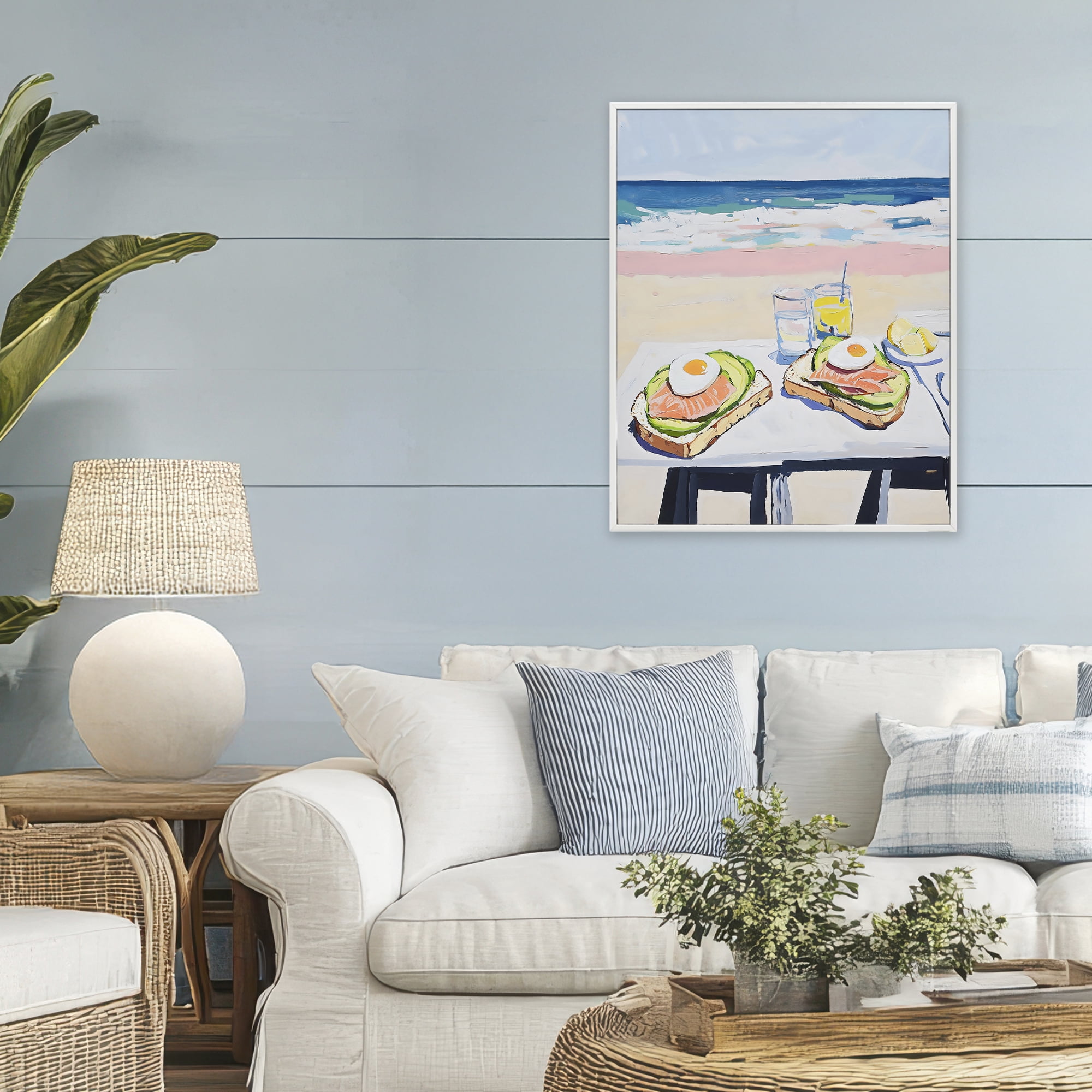 Stupell Industries Avocado Toast at Beach White Framed Giclee Art, design by The Prints Vibe