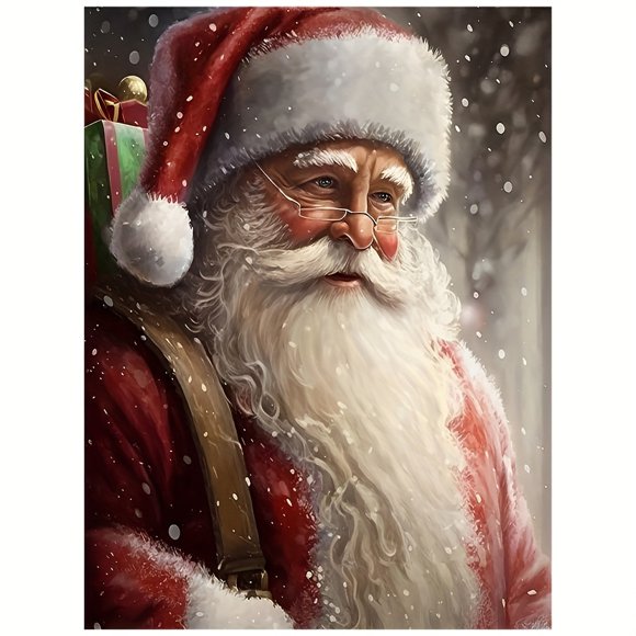 Santa Claus Canvas Wall Art, 12x16" Frameless Christmas Decor for Living Room, Bedroom, Bathroom - Festive Holiday Poster Print