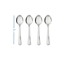 Mainstays Lace Stainless Steel Silver Adult Dinner Spoon, 4- Piece Set