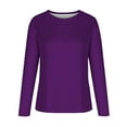 thumbnail image 4 of Atogsazn Womens Crew Neck Solid Color Sweatshirts Long Sleeve Casual Pullover Cute Lightweight Loose Tops Purple B L, 4 of 5
