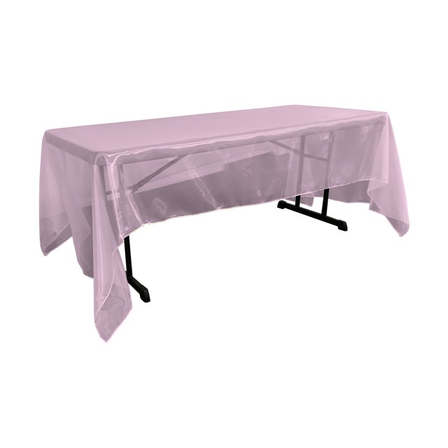 Mantel rectangular de organza con espejo transparente LA Linen 60 x 126 pulgadas lila