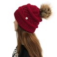 thumbnail image 4 of Dyfzdhu Women Solid Stitching Outdoor Plush Hats Crochet Knit Beanie Cap Button Peaked Red, 4 of 6