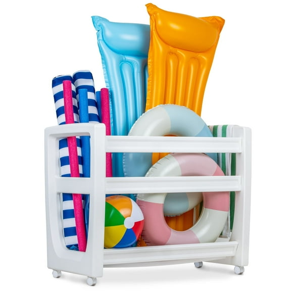 Coast Modern Pool Organizer for Floats and Toys - Large Waterproof Storage Rack for Outdoor Pool Area