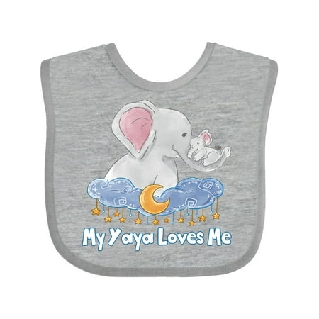 

Inktastic My Yaya Loves Me Cute Elephants Clouds Moon and Stars Gift Baby Boy or Baby Girl Bib