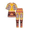 thumbnail image 3 of Women's 2 Piece Loungewear Pajama Set Short Sleeve Tee Top and Pants Set, Pakistani Indian Evil Eye Hamsa Hand, 3 of 6