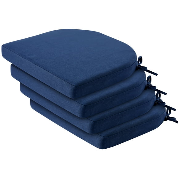 Panpaddle Outdoor Seat Pads Seat Cushions 4-Piece Solid Waterproof Patio Seat Chair Cushions 17"X16"X2" Rounded Square Patio Cushions, Navy Blue, Set of 4