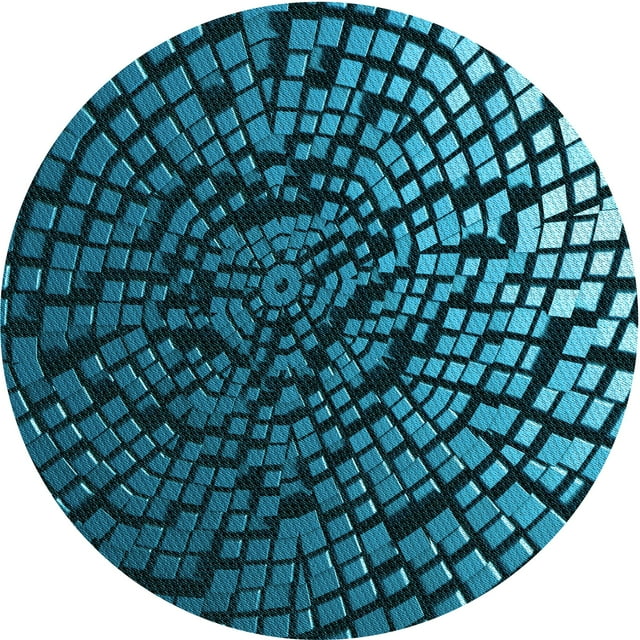Ahgly Company Tapis d'Intérieur Lavables en Machine, Ronds, Transitionnels, Vert Turquoise Foncé, Ronds de 3'