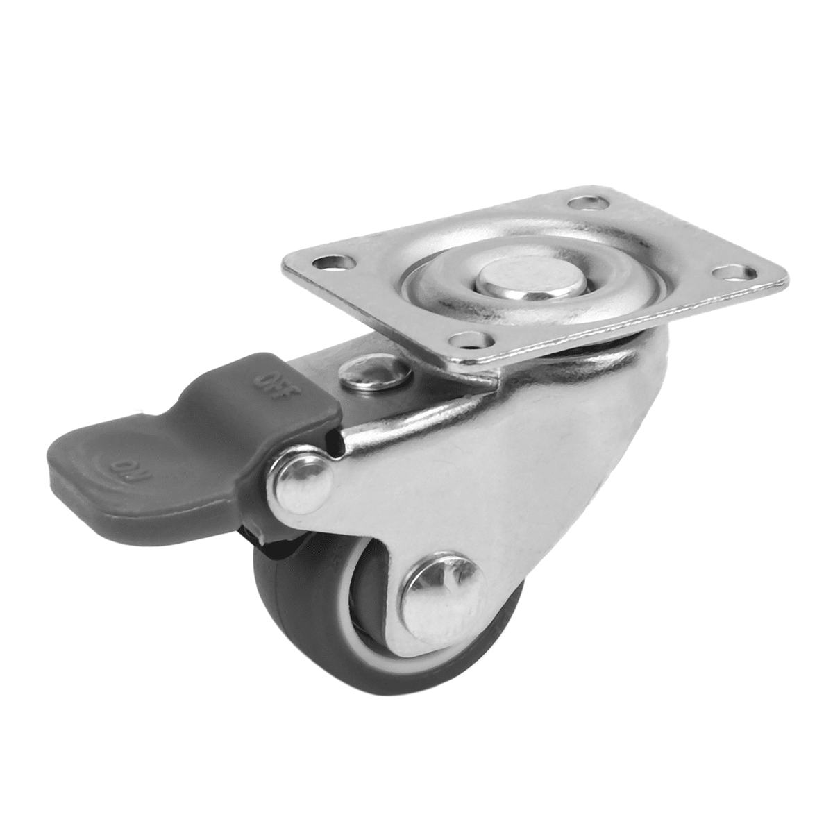 16 Pack 1 Inch Low Profile Casters Wheels Soft Rubber Swivel Caster with 360 Degree Top (8 with Brakes & 8 Without)