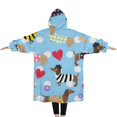 thumbnail image 2 of Oversized Wearable Blanket Hoodie,Colorful Funny Dachshund Sherpa Blanket Hoodie with Super Pockets,Super Warm Fuzzy Pullover for Women & Men, 2 of 6