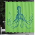 thumbnail image 3 of Ambesonne Octopus Shower Curtain, Monochrome Marine Sketch, 69"Wx84"L, Green Indigo, 3 of 4