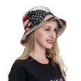 thumbnail image 6 of KLL American Flag Butterfly Wall Bucket Hat for Women Men Packable Travel Beach Sun Hat Outdoor Rave Accessories Reflective Fisherman Cap, 6 of 7