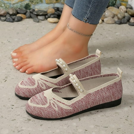 Xysaqa Shoes for Women  Slip on Flats Shoes Fashion Women Ventilate Casual Round Head Comfy Casual Shoes Womens Slip on Shoes on Clearance