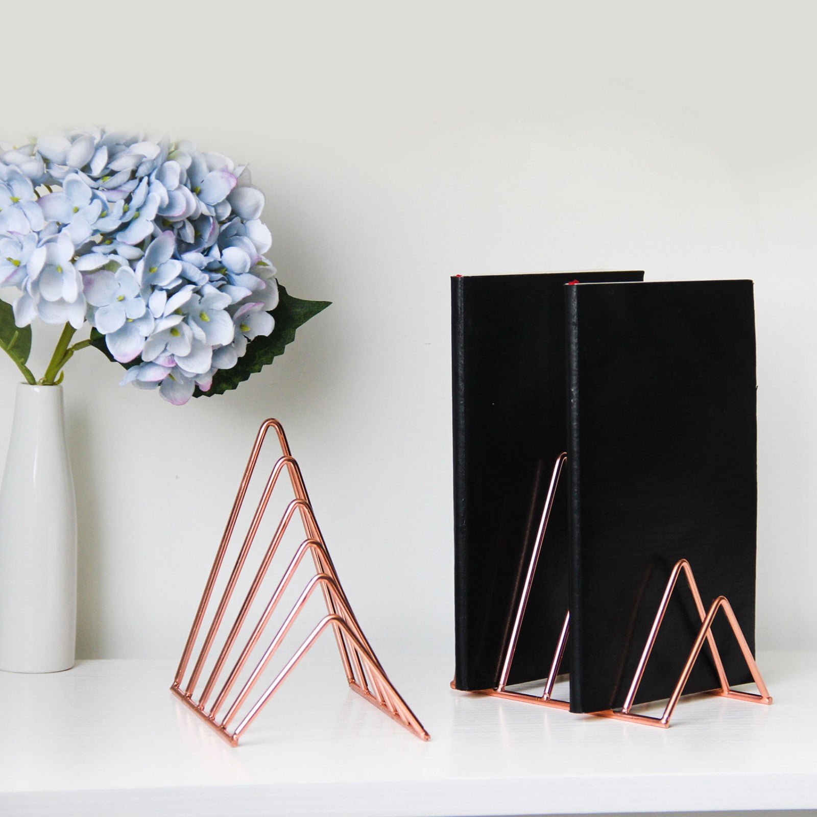 MOPOOR Triangle Desk File Organizer, 7 Slots Metal File Sorter Magazine Holder Document Rack,Desktop Bookshelf Organizer for Office Home School Bookcase Magazine Holder for Home Decor