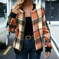thumbnail image 6 of Aboser Plaid Bomber Jackets for Women Retro Chequered Print Windbreaker Zip Up Cropped Jacket Casual Stand Collar Outerwear Lightweight Long Sleeve Coat with Pockets, 6 of 6