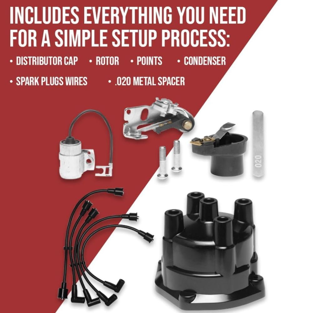 Distributor Cap, Rotor, Points, Condenser and Spark Plug Wires. Ignition Kit for Mercruiser 3.0 2.5 3.7 by FASWORX