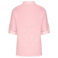 thumbnail image 4 of Summer Savings 2024! TAGOLD Womens 3/4 Long Sleeve Summer Tops, Fashion Women Casual Solid Turn-Down Neck Cardigan Long Sleeve Loose T-Shirt Autumn Blouse Button Tops, 4 of 5