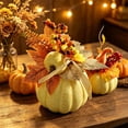 thumbnail image 5 of LOWLHOME Realistic Fake Pumpkins For Flower Arrangement, Sunflower Maple Leaf Berries Faux Pumpkin, Halloween Thanksgiving Fall Table Decorations (7.5in, Style A), 5 of 6