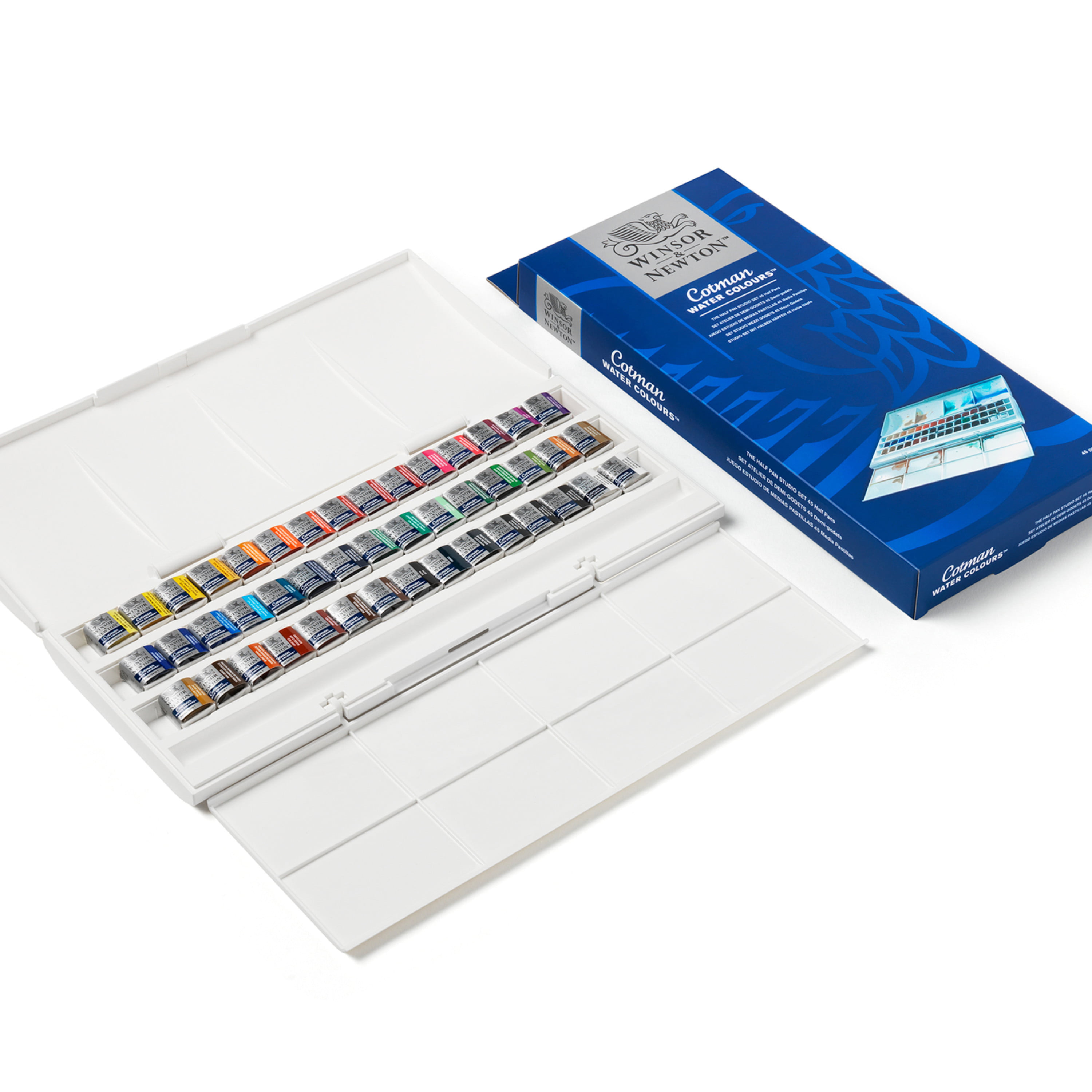 Winsor & Newton 0390453 Cotman Watercolor Blue Box Set 12 Half Pans