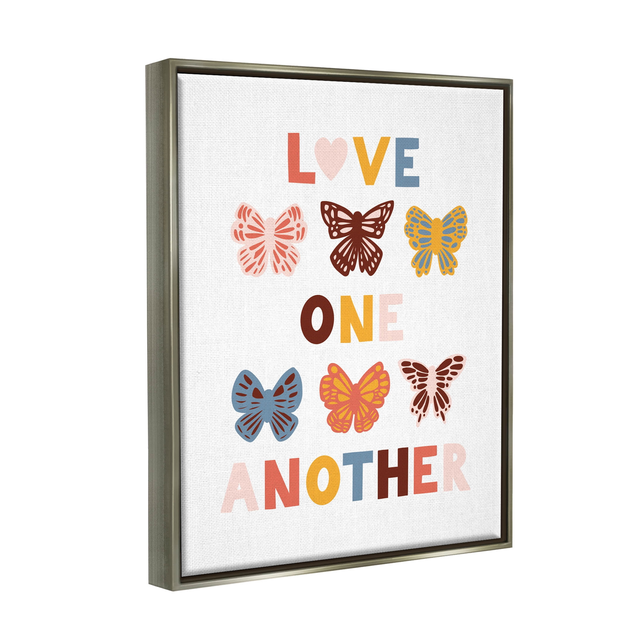 Love One Another Butterflies Phrase Animals & Insects Graphic Art Luster Gray Framed Art Print Wall Art