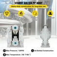 thumbnail image 3 of VEVOR Air-Operated Double Diaphragm Pump1 inch Inlet/Outlet 30GPM Polypropylene Max 120PSI for Chemical Industrial Use, 3 of 9