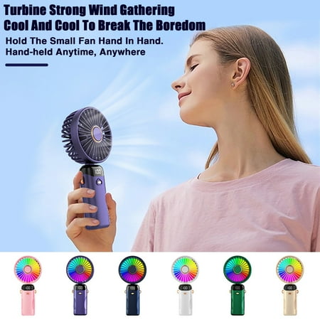 

NIBOLOG Portable Mini Handheld Fan Digital Display 6 Speeds Adjustable Strong Airflow Low Noise Compact Size Rechargeable Neck Hanging Fan
