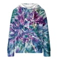thumbnail image 4 of thefmos Women's Hooded Drawstring Tie Dye Sweatshirt with Kangaroo Pocket Casual Long Sleeve Pullover Fashion Fall Winter Outfit, Blue 2XL, 4 of 7