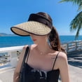 thumbnail image 3 of Women's Sun Visor Hats Wide Brim Straw Beach Hat Ponytail Hats for Women Foldable Floppy, 3 of 7