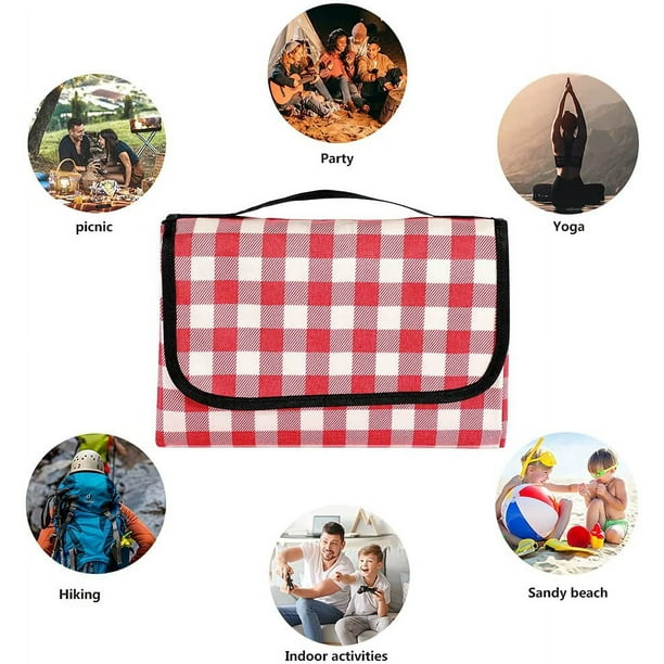 Picnic Blanket Waterproof Beach Mat 200 200cm Lightweight and Washable Plaid Picnic Rug with Handle Suitable for Hiking Travel Outdoor Camping Park Walmart en linea