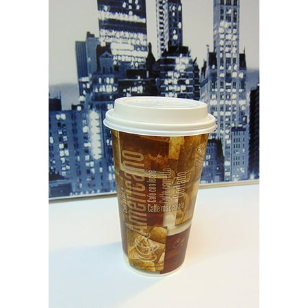 - SafePro 20 oz Design Paper Cups with SOLO Cappuccino LIDS, Urban/Retro Printed Hot Cups (Case of 100), Disposable Cups with lids
