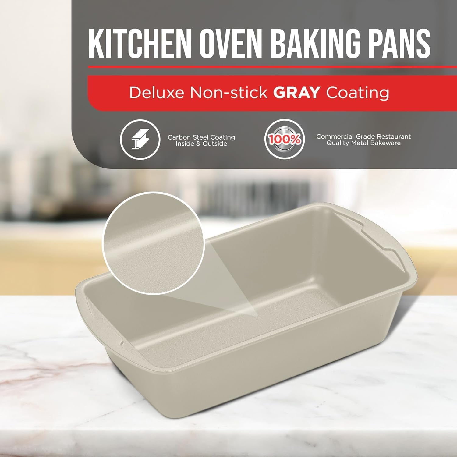 Nonstick Loaf Pan Set pack of 2, 10.2" & 11" Large Baking Bread Pan, Oven Safe Up to 450°F, Space Saving Stackable Design, Stain Resistant, Dishwasher Friendly, White Marble