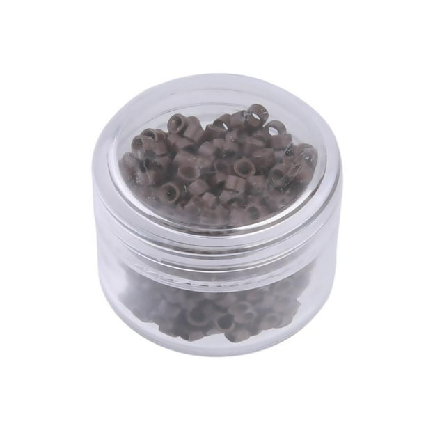 500 piezas de 3 mm con forro de silicona Micro Nano Rings Beads para I Tip Extensiones de cabello marrón Zulema microperlas forradas de silicona