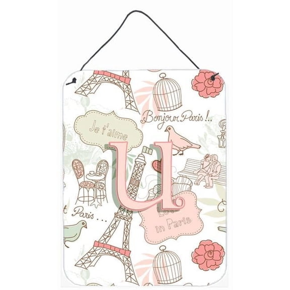 Letter U Love in Paris Pink Wall or Door Hanging Prints