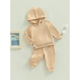 thumbnail image 3 of Gzhioc Infant Baby Boys Pants Set Hooded Solid Sweatshirt Top Pocket Elastic Waist Pants 2Pcs Outfits Fall Winter Suit ,3 Months-3 Years, 3 of 9