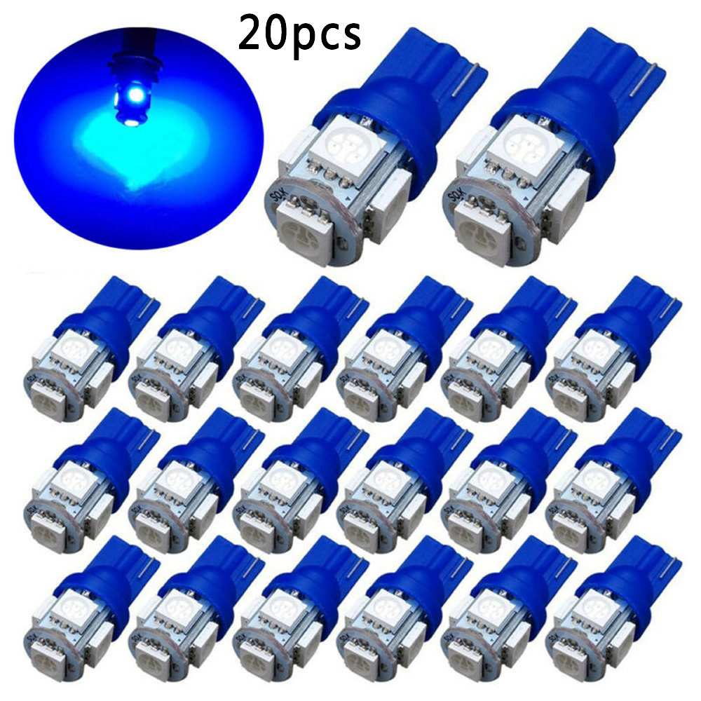20*Ultra Blue T10 LED Bulbs Car Interior License Light 2825 192 194
